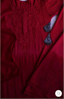 Rangrez Maroon 3pc Rayon Set - Chikankari official