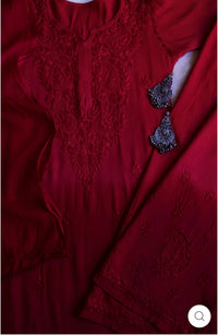 Rangrez Maroon 3pc Rayon Set - Chikankari official