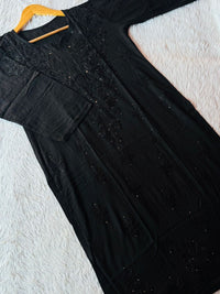 Rangrez Muqaish Rayon Leaves Design Kurta - Chikankari official