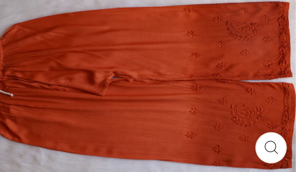 Rangrez Orange rayon 3pc Suit Set - Chikankari official