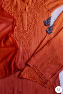 Rangrez Orange rayon 3pc Suit Set - Chikankari official