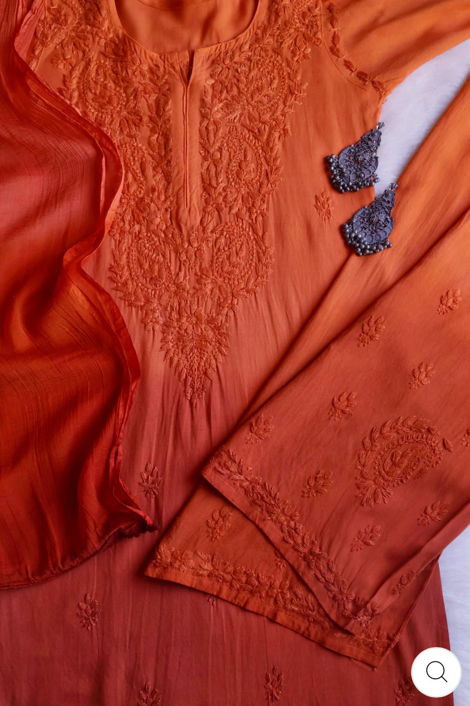Rangrez Orange rayon 3pc Suit Set