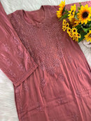 Rangrez Pastel shade mul cotton dupatta plazzo 3pc set - Chikankari official