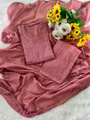 Rangrez Pastel shade mul cotton dupatta plazzo 3pc set - Chikankari official