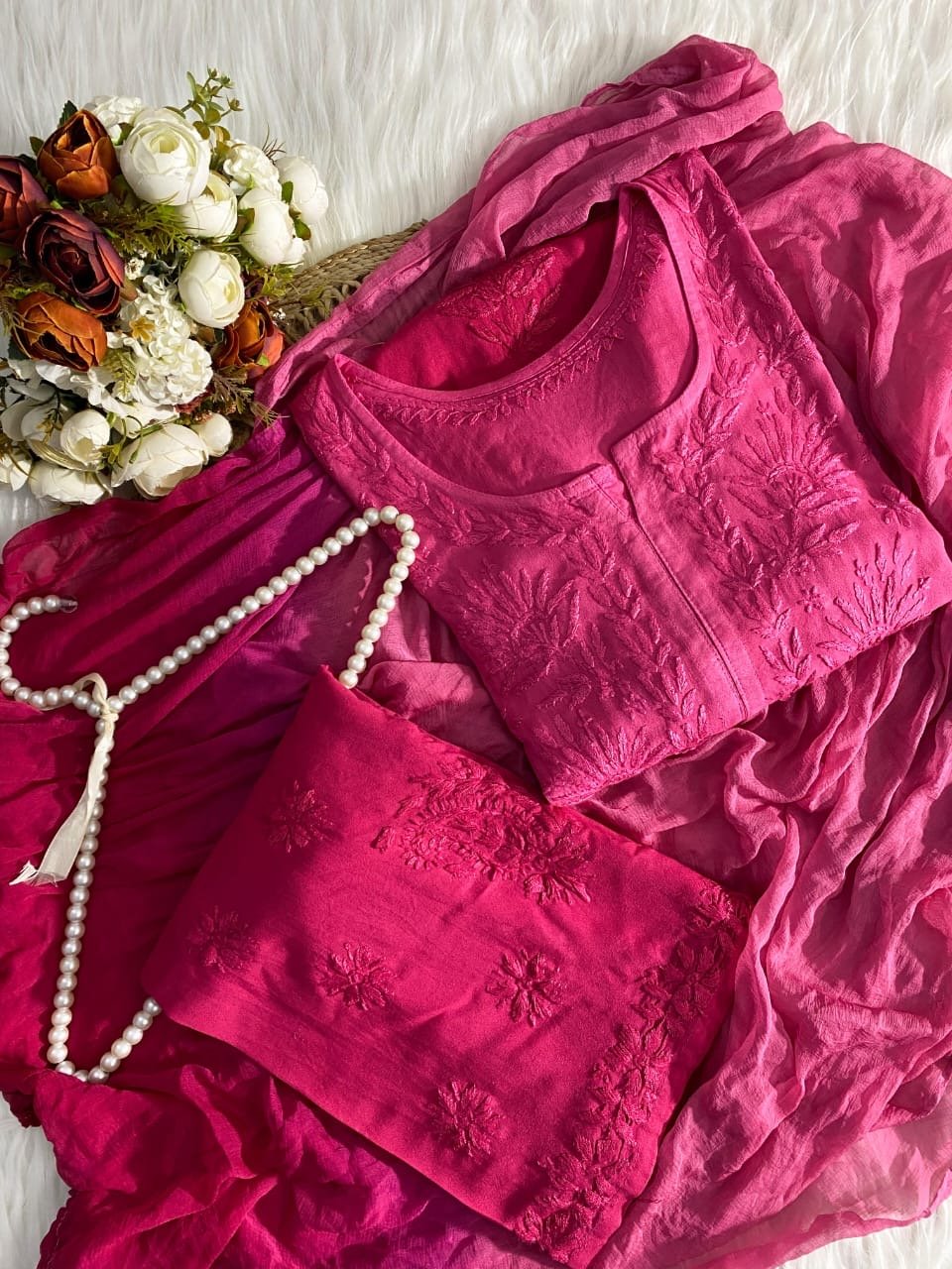 Rangrez Plus size Ombre 3pc Rayon Soft Set - Chikankari official