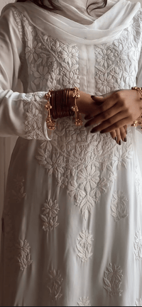 Rangrez Pure White handwork 3pc Chikankari Set kurti Plazzo dupatta - Chikankari official