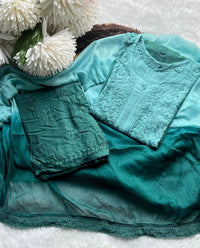 Rangrez Rayon Ombre Chikankari Speical 3pc set - Chikankari official