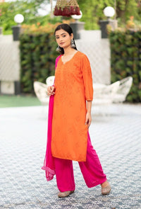 Rangrez Rayon Ombre Chikankari Speical 3pc set - Chikankari official