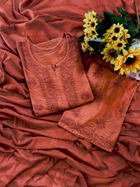 Rangrez Soft Chanderi 3pc Set - Chikankari official