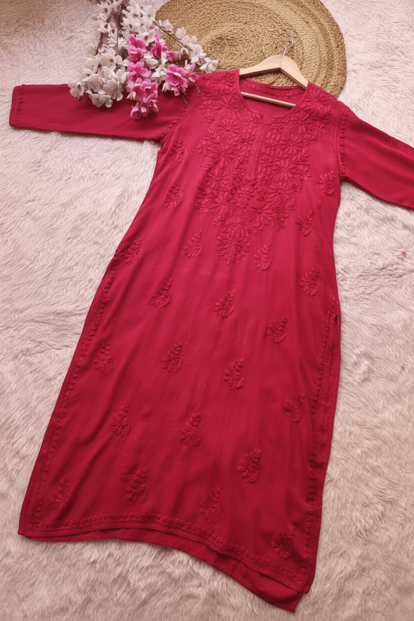 Rangrez Soft Rayon Comfort chikankari All day wear Kurti