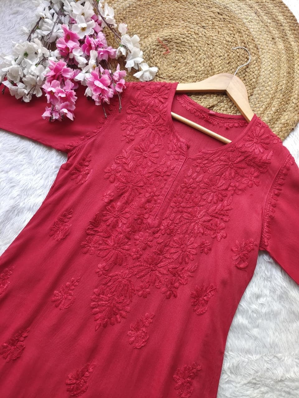 Rangrez Soft Rayon Comfort chikankari All day wear Kurti - Chikankari official