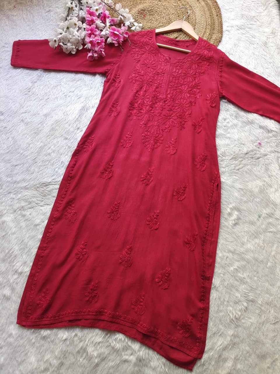 Rangrez Soft Rayon Comfort chikankari All day wear Kurti - Chikankari official