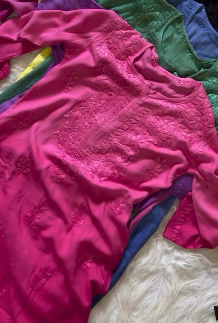 Rangrez Summer Special premium soft rayon in beautifull colours - Chikankari official