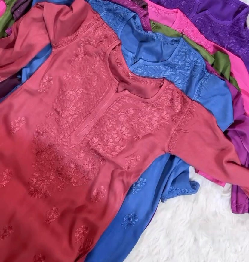 Rangrez Summer Special premium soft rayon in beautifull colours - Chikankari official