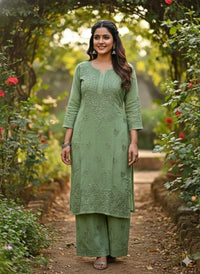 Rangrez Tone to tone rayon Set - Chikankari official