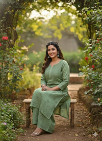 Rangrez Tone to tone rayon Set - Chikankari official