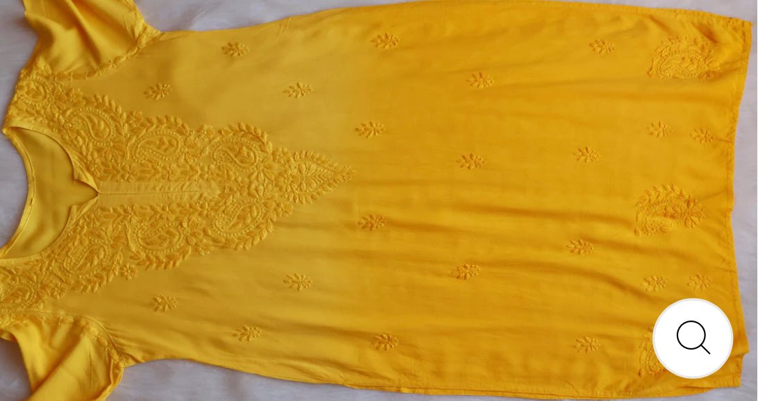 Rangrez Yellow 3pc Rayon Set - Chikankari official