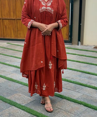 Rangreza 3ps Red suit Set - Chikankari official