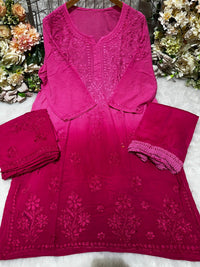 Rayon 4 Buta Chikankari Set 3pc Mayuri Special - Chikankari official