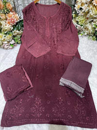 Rayon 4 Buta Chikankari Set 3pc Mayuri Special - Chikankari official