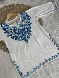Rayon Ari Work Short Kurta - Chikankari official