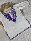 Rayon Ari Work Short Kurta - Chikankari official