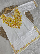 Rayon Ari Work Short Kurta - Chikankari official