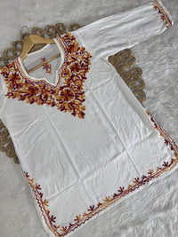 Rayon Ari Work Short Kurta - Chikankari official