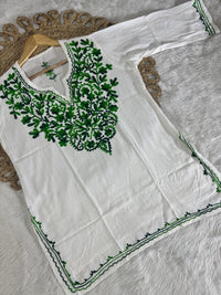 Rayon Ari Work Short Kurta - Chikankari official