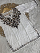 Rayon Ari Work Short Kurta - Chikankari official