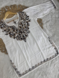 Rayon Ari Work Short Kurta - Chikankari official