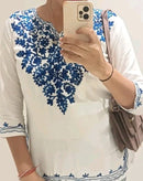 Rayon Ari Work Short Kurta - Chikankari official