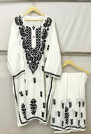 Rayon Black & White plus size - Chikankari official