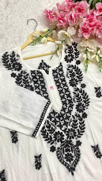 Rayon Black & White plus size - Chikankari official