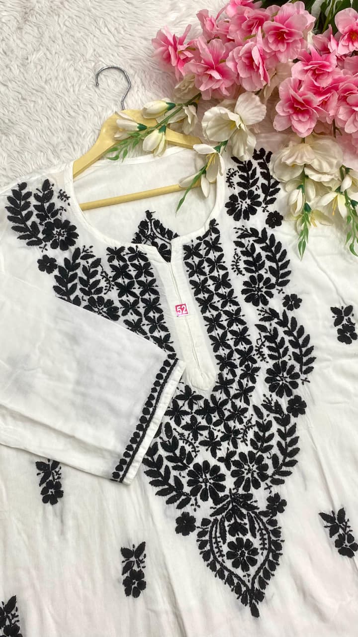 Rayon Black & White plus size - Chikankari official
