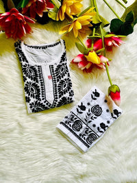 Rayon B&W base Thread worked Combo - Chikankari official
