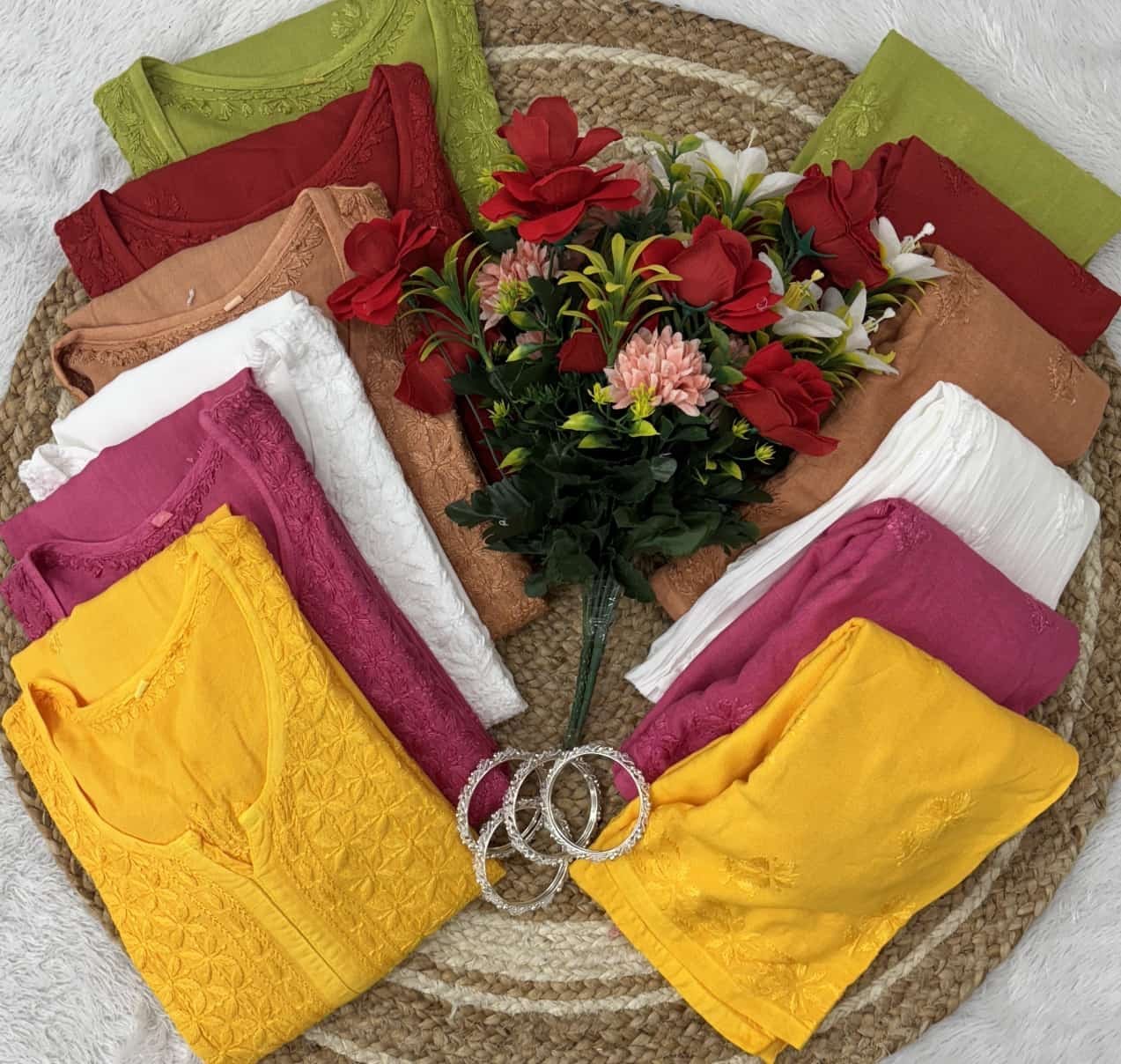 Rayon Chikan Single shades combo - Chikankari official