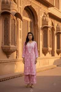 Rayon Chikankari Embroidered Co-ord Set | Sizes 40–50 - Chikankari official