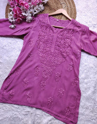Rayon Chikankari short top for Office college wear - Chikankari official