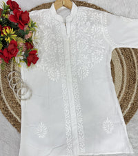 Rayon Chikankari White Ghasspatti Combo - Chikankari official