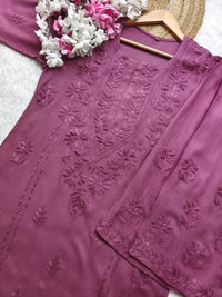 Rayon chikankari work Dyed co - ord Set - Chikankari official