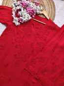 Rayon chikankari work Dyed co - ord Set - Chikankari official