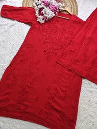 Rayon chikankari work Dyed co - ord Set - Chikankari official