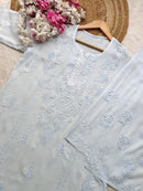 Rayon chikankari work Dyed co - ord Set - Chikankari official