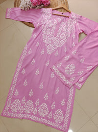 Rayon Co ord Chikankari Set Flowers Embroidered - Chikankari official