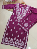 Rayon Co ord Chikankari Set Flowers Embroidered - Chikankari official