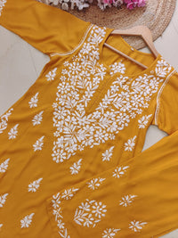 Rayon Co ord Chikankari Set Flowers Embroidered - Chikankari official