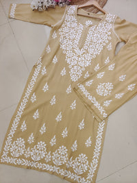 Rayon Co ord Chikankari Set Flowers Embroidered - Chikankari official