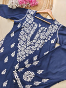 Rayon Co ord Chikankari Set Flowers Embroidered - Chikankari official