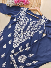 Rayon Co ord Chikankari Set Flowers Embroidered - Chikankari official